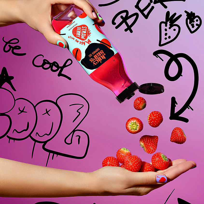 JUICY STARS Гель для душа «Крышесносная Земляника» Make Me Wild Strawberry – фото 4