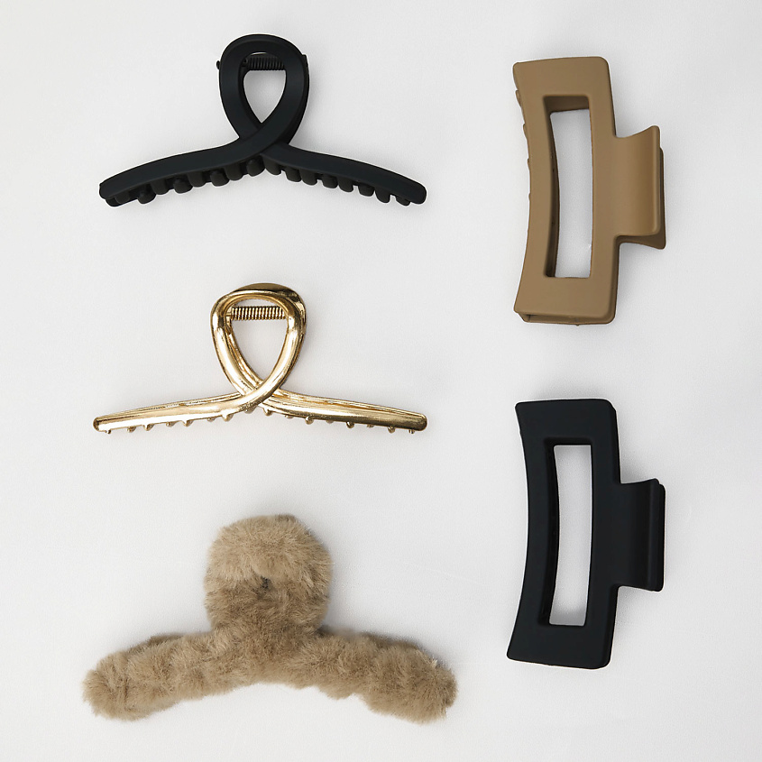 Изображение товара ZIKOLKI STORE Заколка крабик для волос пушистый меховой подарочный набор крабов, 5 шт.