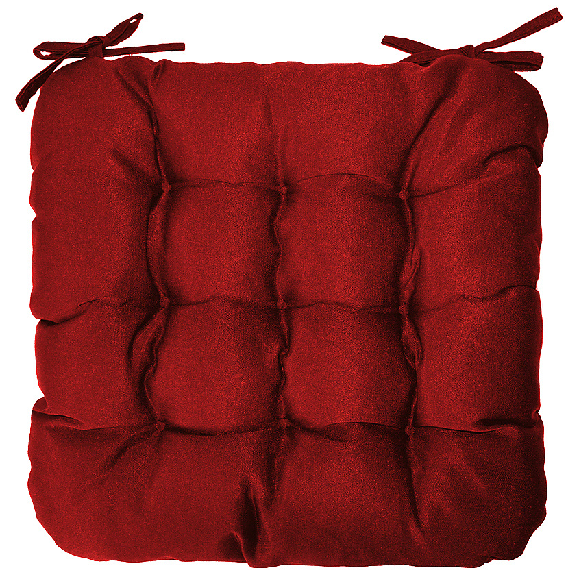 Изображение товара Мягкая подушка на стул Феникс 40x40 см красная с завязками и гипоаллергенным наполнением