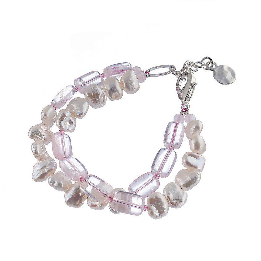 Изображение товара LANZEROTTI Браслет, Monroe, двойной, с розовым кварцем и жемчугом, 1 шт