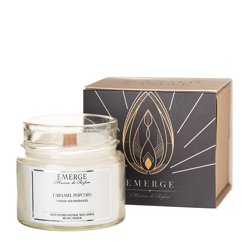 Изображение товара Аромасвеча EMERGE Decors Карамельный Попкорн 100 мл натуральный кокосовый воск