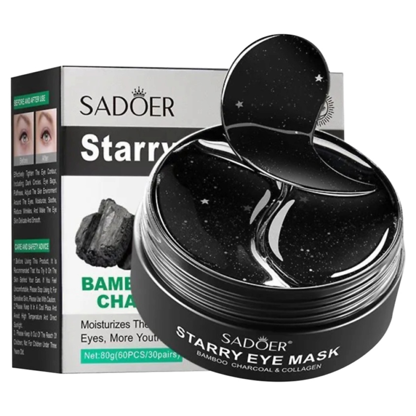 Изображение товара SADOER Патчи для области вокруг глаз увлажняющие и смягчающие с бамбуковым углем, 60 шт