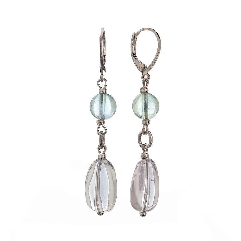 Изображение товара LANZEROTTI Серьги Ispirazione, аметист, флюорит, цвет: Зеленый, размер: 5