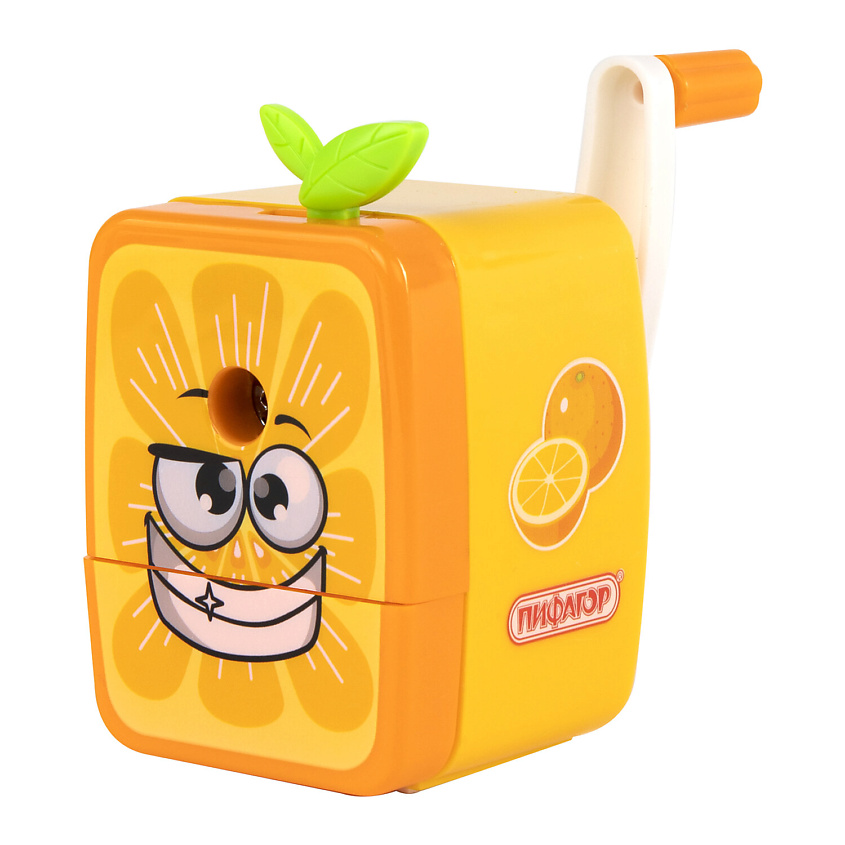 Изображение товара Механическая точилка ПИФАГОР Апельсин для карандашей яркий дизайн