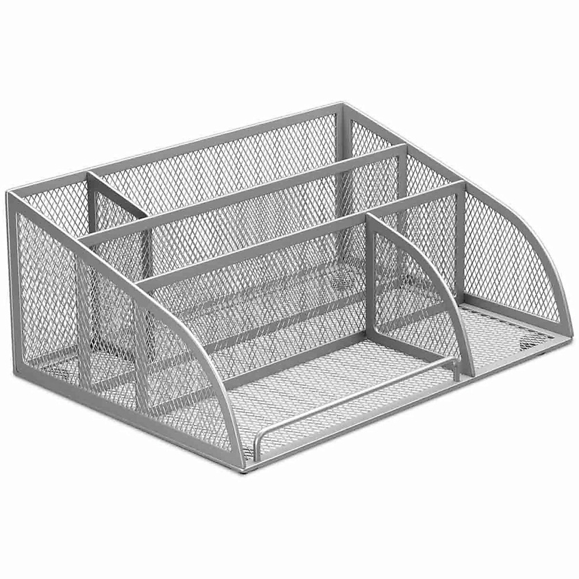 Изображение товара Подставка-органайзер для канцелярии BRAUBERG Germanium 5 отделений серебряный