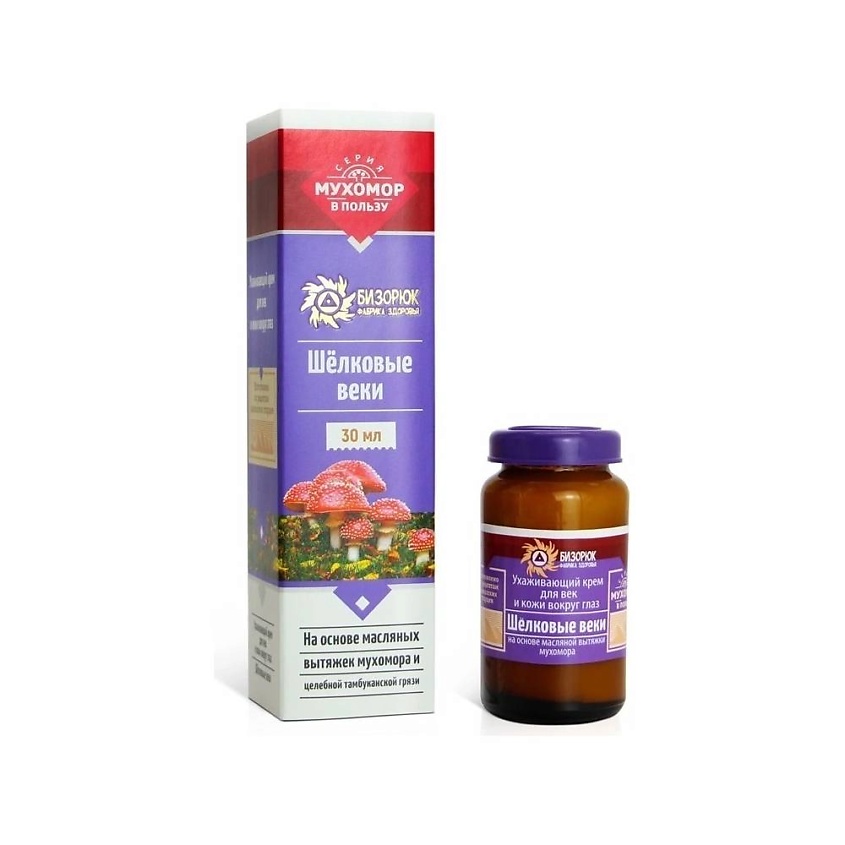 Изображение товара БИЗОРЮК Крем оздоровительный Мухомор Шелковые веки 30 мл натуральное средство для кожи вокруг глаз