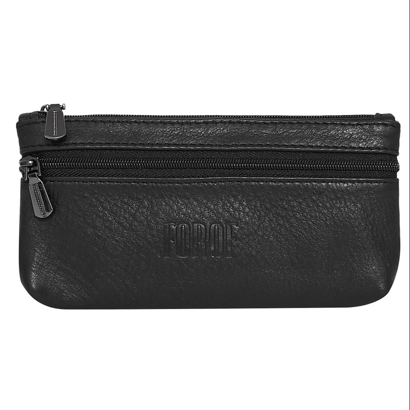 Изображение товара FORTE Ключница из натуральной кожи с тремя молниями, черная