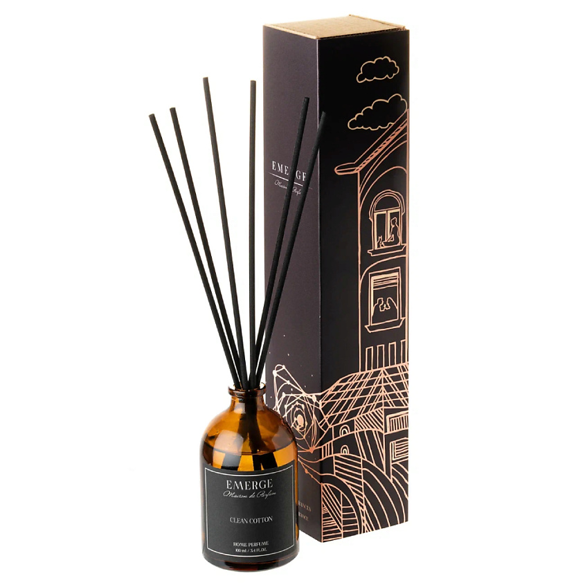 Изображение товара EMERGE Диффузор ароматический Чистый Хлопок для дома с палочками, 100 мл