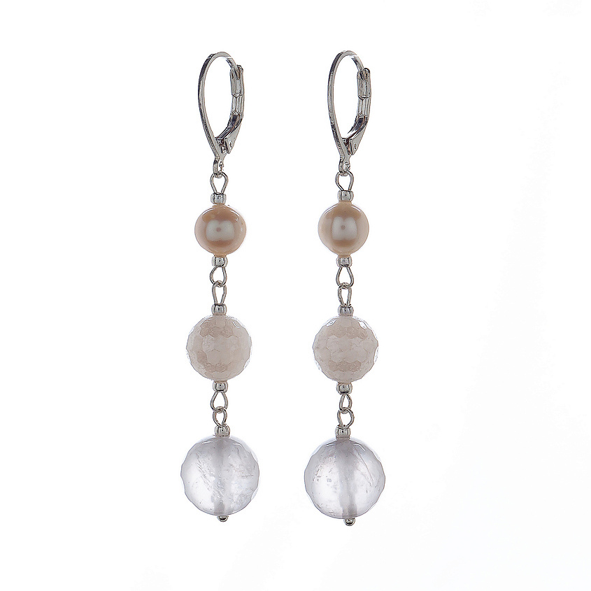 Изображение товара Серьги Lanzerotti Монро из натуральных камней и жемчуга розового цвета