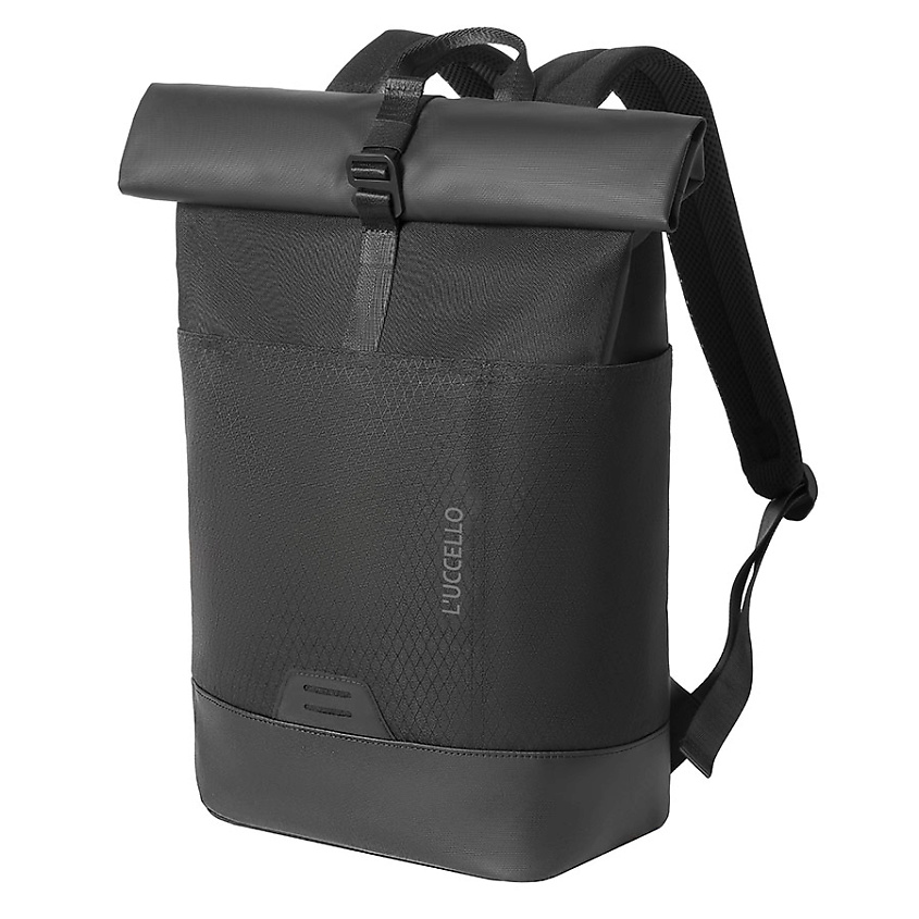Изображение товара L'UCCELLO Рюкзак городской Роллтоп для ноутбука, Цвет: Черный; размер: 44x31x2