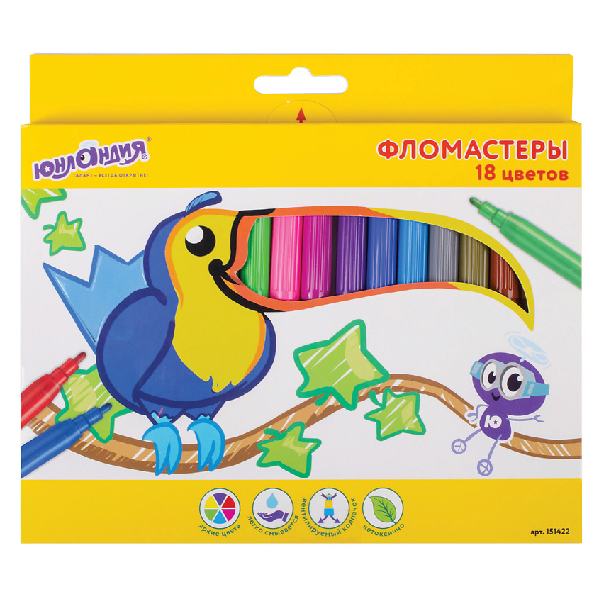 Изображение товара Фломастеры ЮНЛАНДИЯ Экзотика, 18 цветов для детей