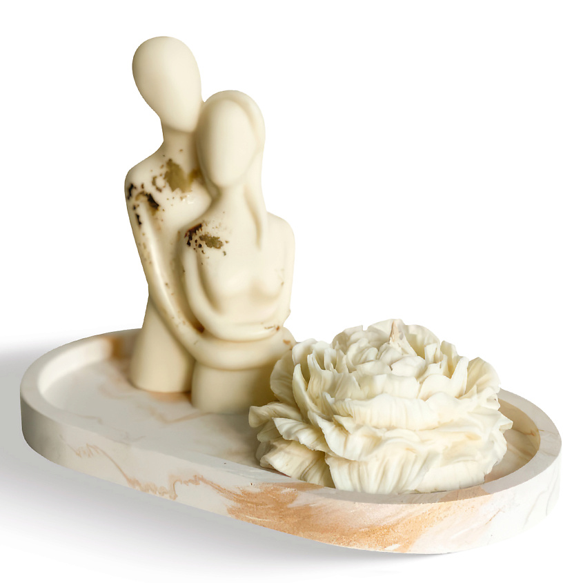 Изображение товара СВЕЧИ В ДОМ Влюбленные белые с розой, 400 г