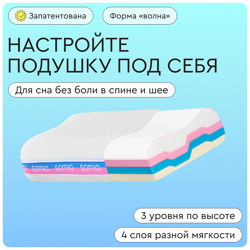 Изображение товара SOMIA Подушка анатомическая Original с эффектом памяти, Wave