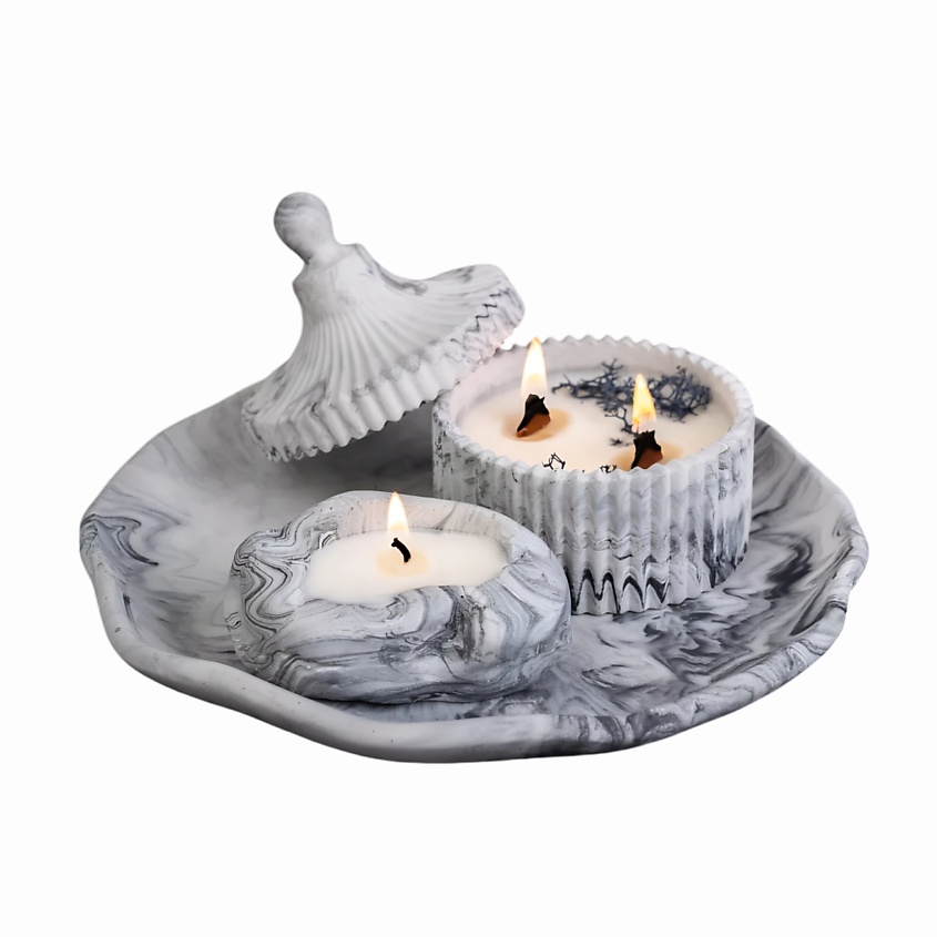 Изображение товара SHE STYLE Подарочный набор из гипса ароматические свечи шкатулка и камень на подставке, 1 шт