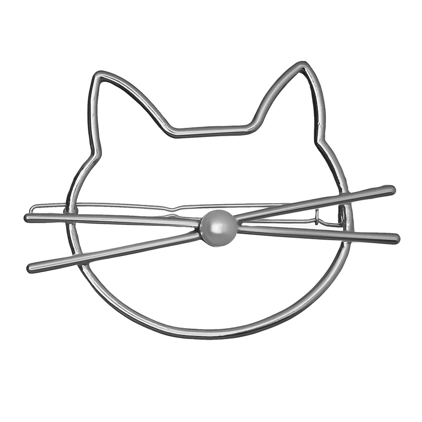 Изображение товара Заколка Леди-кошка серебряная глянцевая украшение для волос