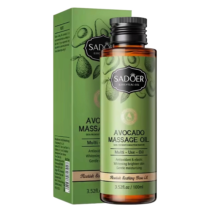 Изображение товара Питательное массажное масло с авокадо Sadoer 100 мл для лица и тела
