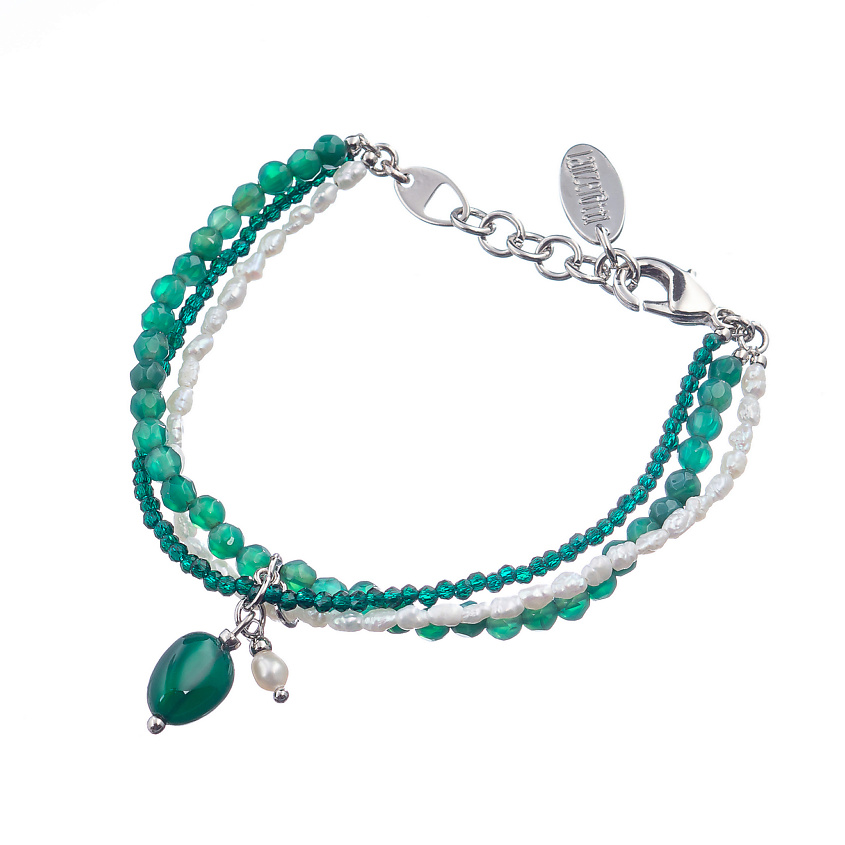 Изображение товара Браслет Crespino тройной с жемчугом агатом и кристаллами Lanzerotti