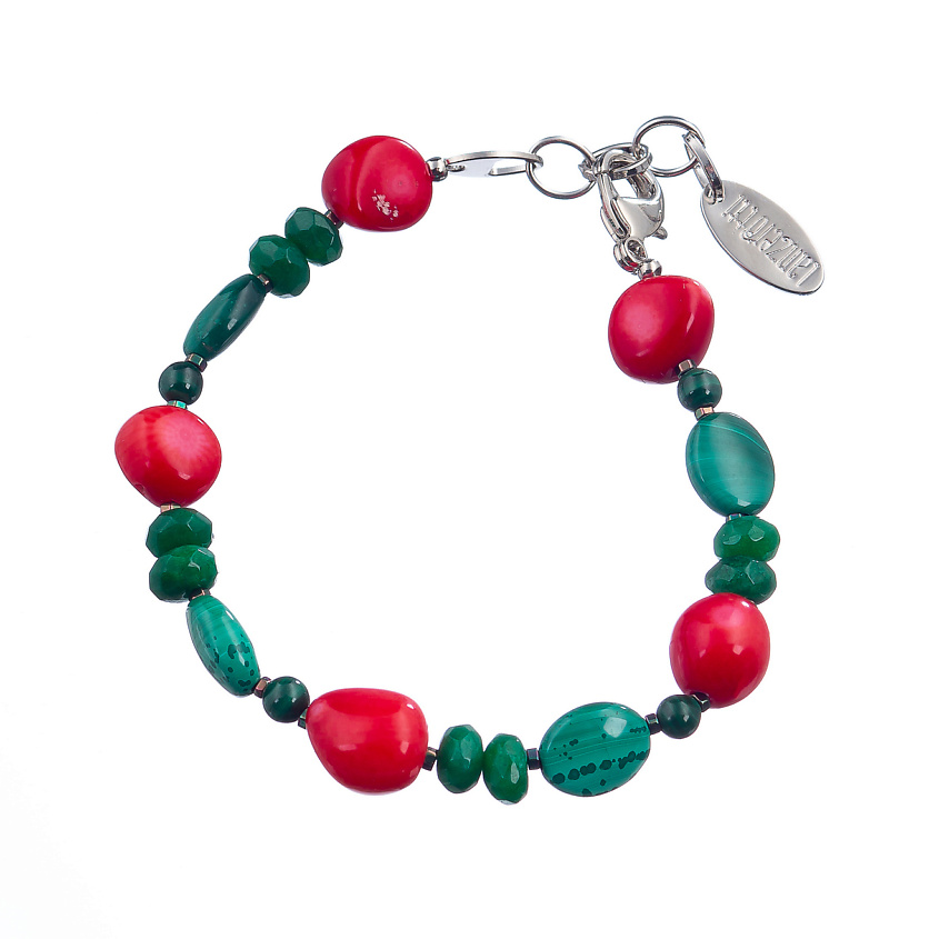 Изображение товара LANZEROTTI Браслет Crespino с кораллом, агатом и малахитом, цвет: Зеленый, размер: 19.5 1 шт.