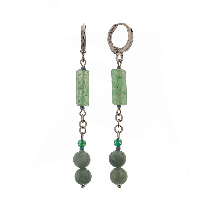 Изображение товара LANZEROTTI Серьги Ispirazione, жад, агат, цирконий, цвет: Зеленый, размер: 6