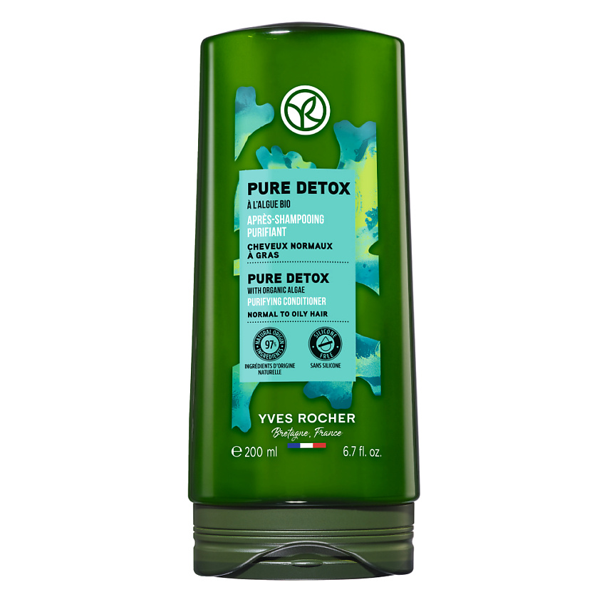 Изображение товара YVES ROCHER Кондиционер чистый детокс с водорослями БИО – для нормальных и жирных волос, 200 мл