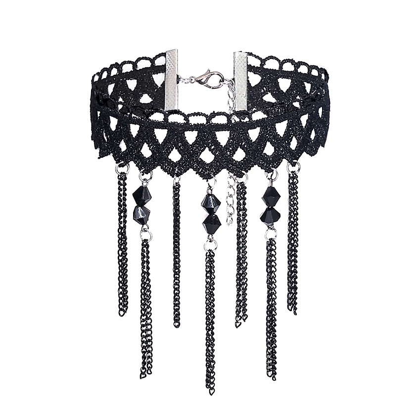 Изображение товара Чокер в готическом стиле с камнями и цепочками модный женский аксессуар