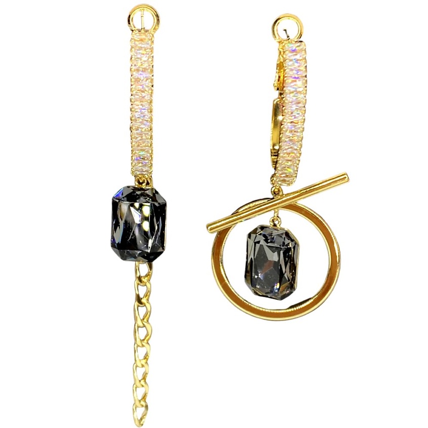 Изображение товара AMANTE CRYSTAL Серьги Capri/baget Asimetria crystal, Золотой