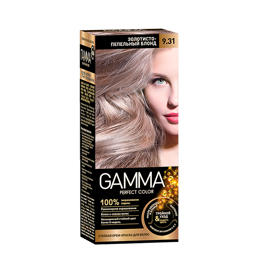 Изображение товара ГАММА PERFECT COLOR Стойкая крем-краска для волос цвет Золотисто-пепельный блонд