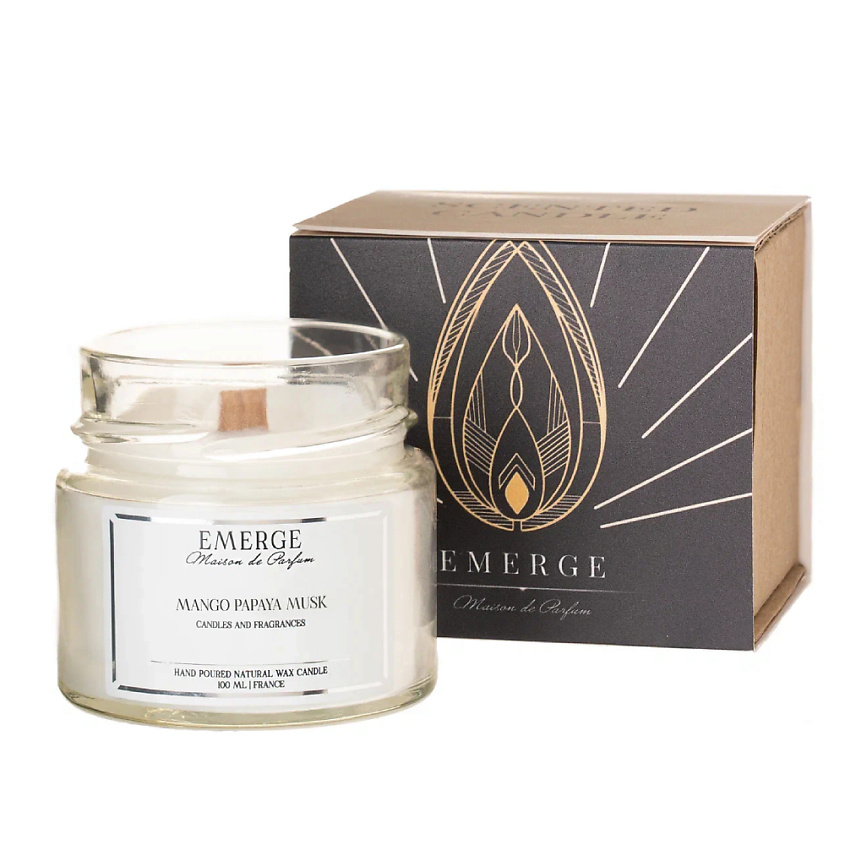 Изображение товара Аромасвеча EMERGE Манго Папайя Мускус 100 мл натуральный кокосовый воск