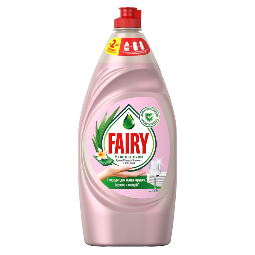Изображение товара Средство для мытья посуды Fairy Нежные руки Розовый жасмин и Алоэ Вера Изображение товара Средство для мытья посуды Fairy Нежные руки Розовый жасмин и Алоэ Вера