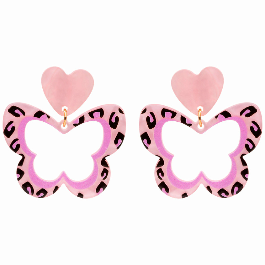 Изображение товара Яркие женские серьги с подвесками розово-леопардового гламура