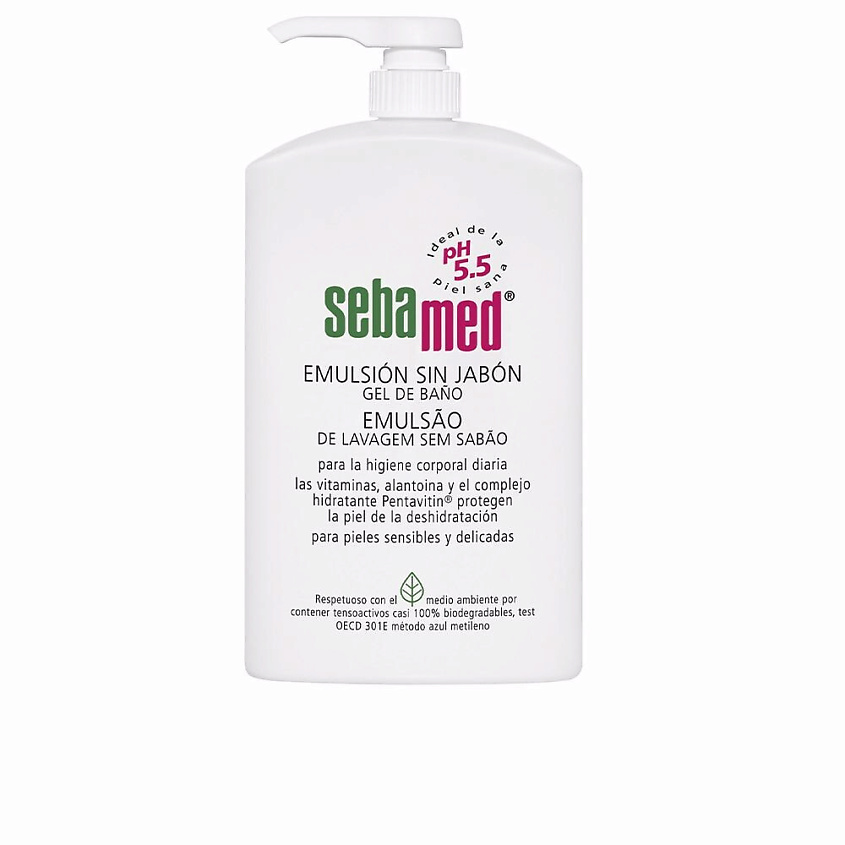 Изображение товара SEBAMED Гель для душа Soap-Free Emulsion с аллантоином и витаминами для чувствительной кожи, 1000 мл
