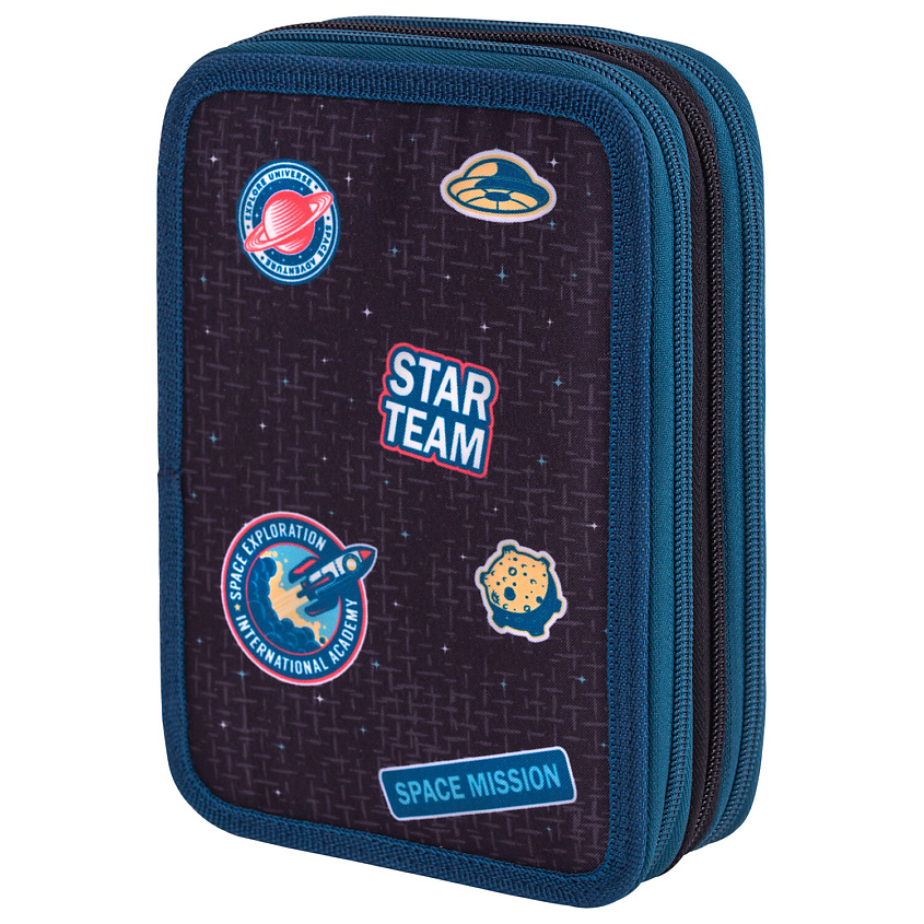 Изображение товара Тканевый пенал BRAUBERG Space mission с тремя отделениями для школьных принадлежностей
