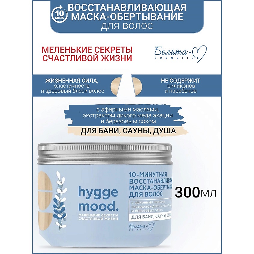 Изображение товара БЕЛИТА-М Маска-обертывание для волос 10-минутная восстанавливающая Hygge Mood, 300 мл