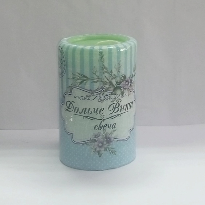 Изображение товара Пеньковая свеча Дольче Вита зеленая 37 часов горения декоративная
