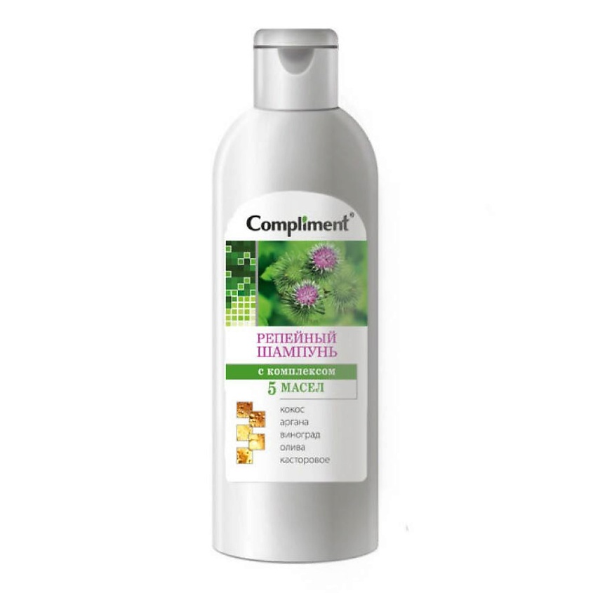 Изображение товара COMPLIMENT Шампунь репейный с комплексом 5 масел, 200 мл