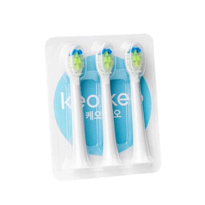 Изображение товара КЕО КЕО Сменные насадки для электрической звуковой щетки белые 3 шт, Белый