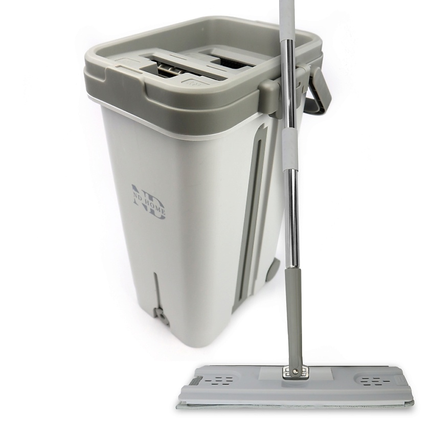 Изображение товара Набор для уборки ND PLAY швабра и ведро с вертикальным отжимом серый