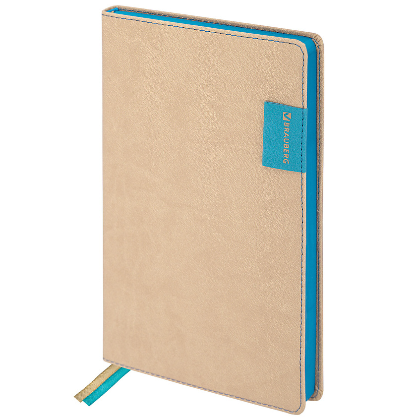 Изображение товара Недатированный ежедневник BRAUBERG AIM А5 Бежевый кожаный