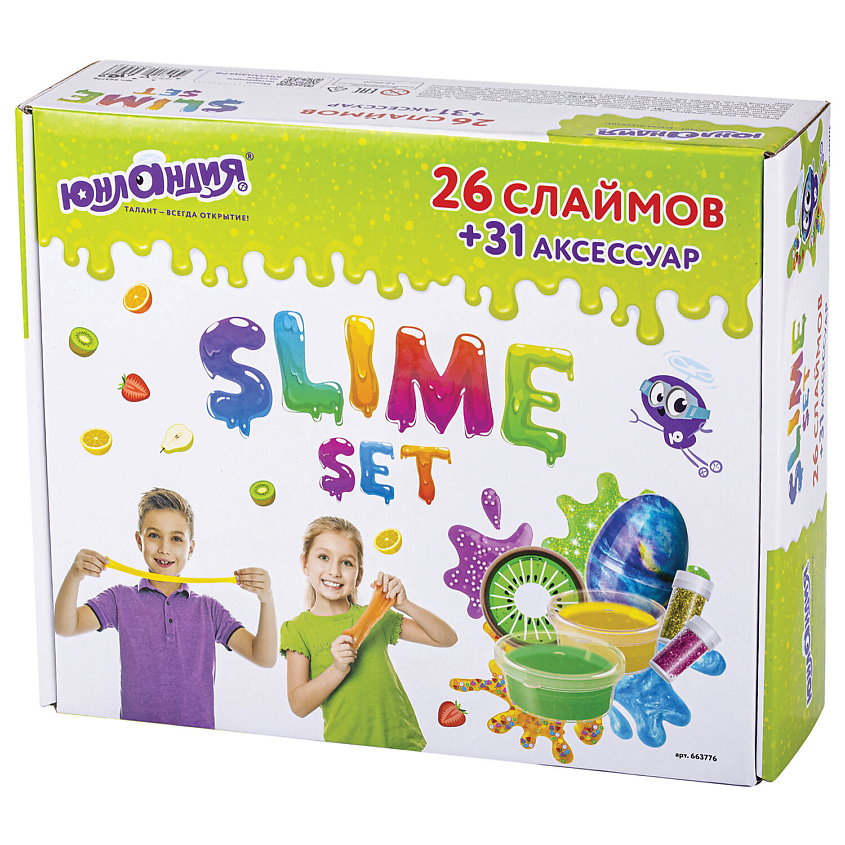 Изображение товара ЮНЛАНДИЯ Набор слаймов в колорбоксе, 26 цветов, 31 аксессуар