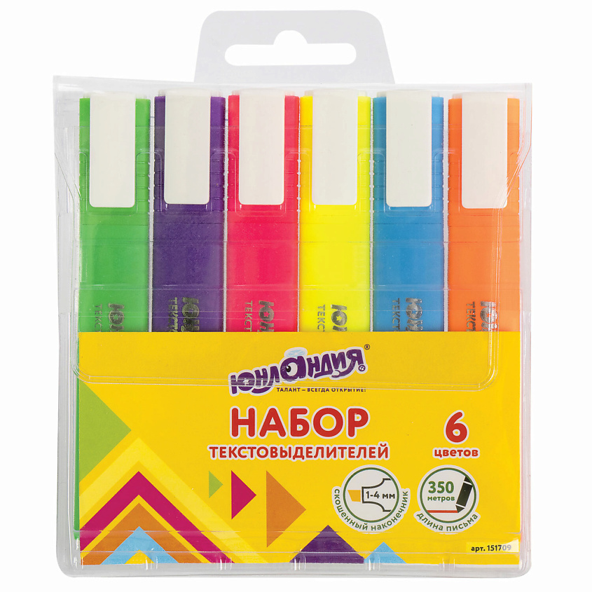Изображение товара ЮНЛАНДИЯ Набор текстовыделителей COLORSTAR, 6 шт. для яркого выделения текста