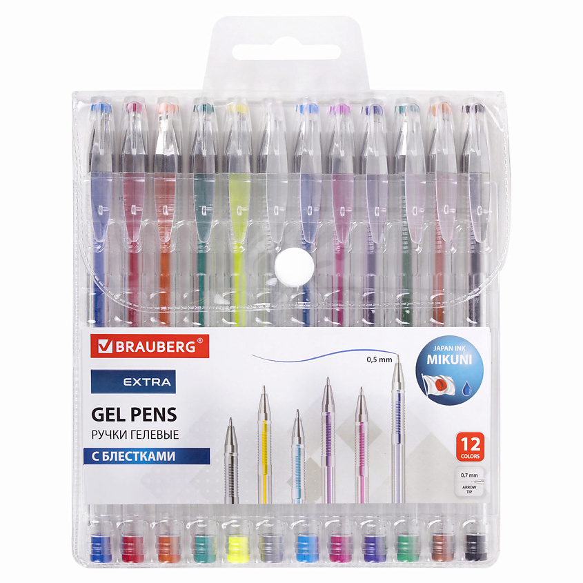 Изображение товара BRAUBERG Ручки гелевые EXTRA Блестки, 12 шт.