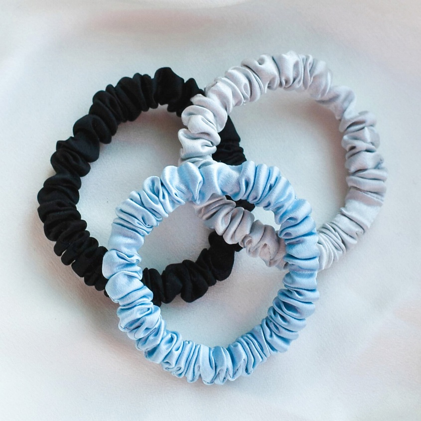 Изображение товара 8 HORAS OF SILK Набор из 3 шелковых резинок, Midnight, Silver, Sky