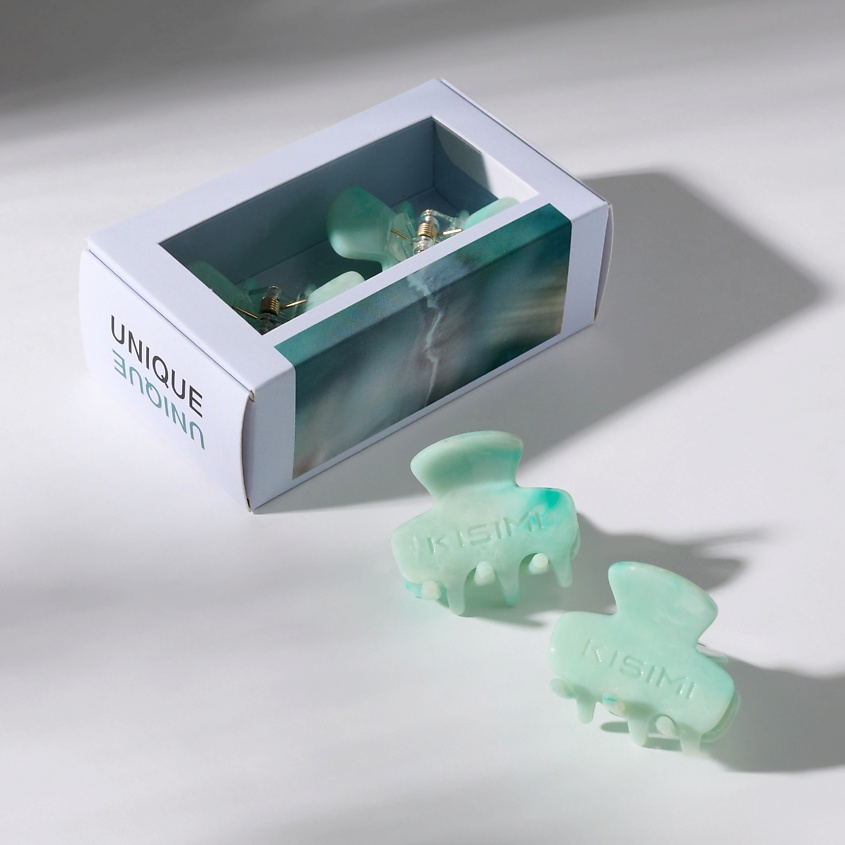 Изображение товара KISIMI UNIQUE Заколки-крабики для волос, размер S, 2 шт., лазурный