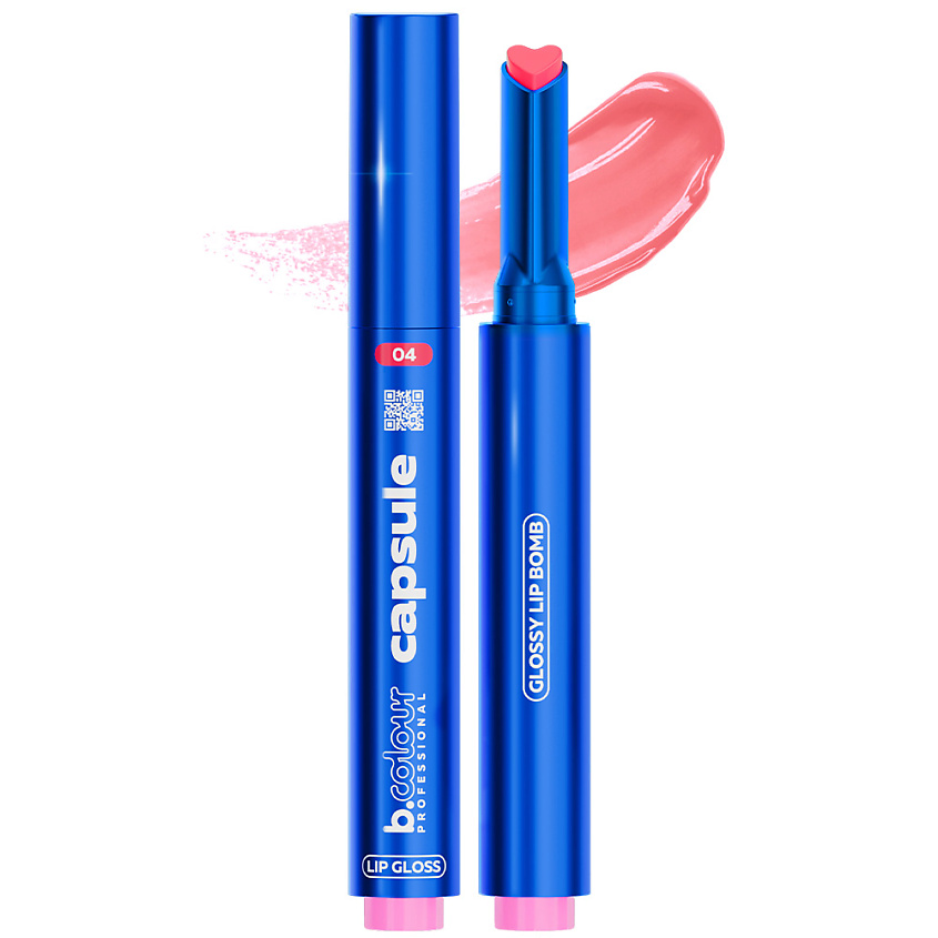 Изображение товара B.COLOUR PROFESSIONAL Блеск для губ розовый прозрачный увлажняющий CAPSULE, 04 Raver