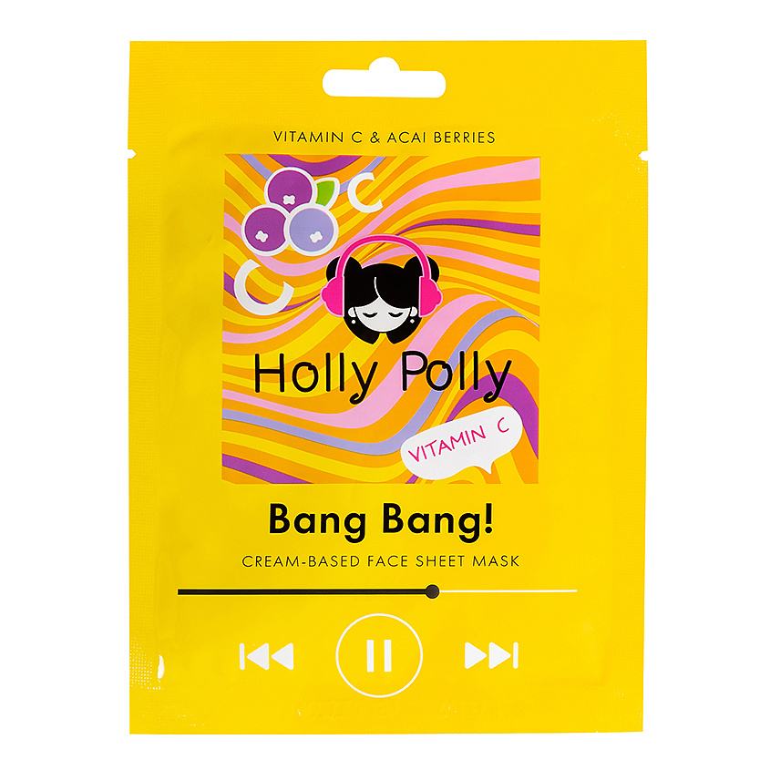 Изображение товара HOLLY POLLY Тканевая маска для лица на кремовой основе Bang Bang! (Витаминная), 22 г