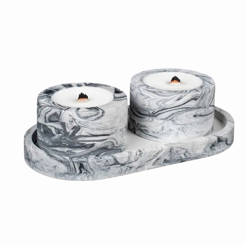 Изображение товара SHE STYLE Подарочный набор из гипса ароматические свечи Колодцы на подставке, 1 шт