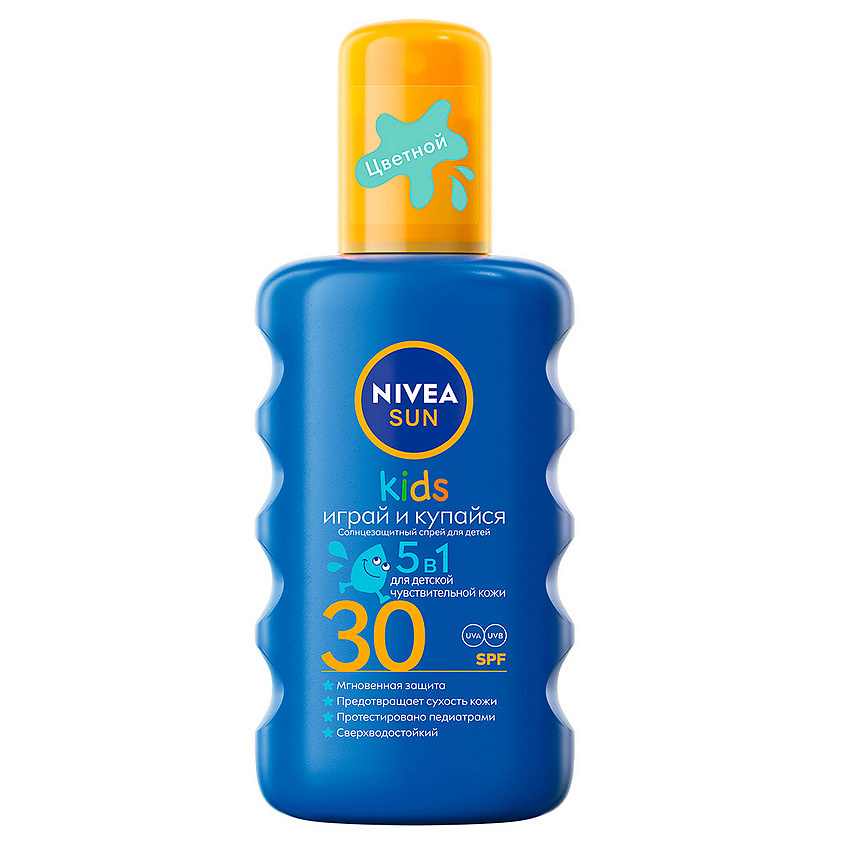 Изображение товара Детский солнцезащитный спрей SPF 30 NIVEA SUN цветной для детей 200 мл
