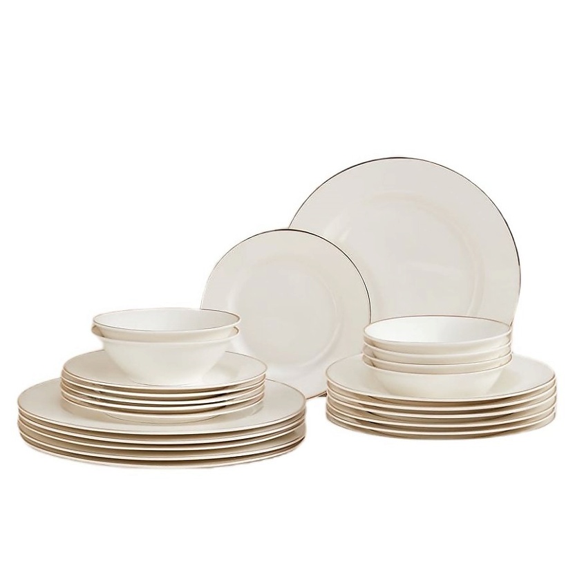 Изображение товара ARYA HOME COLLECTION Набор Столовой Посуды Exclusive из Костяного фарфора Dory Gold, Белый