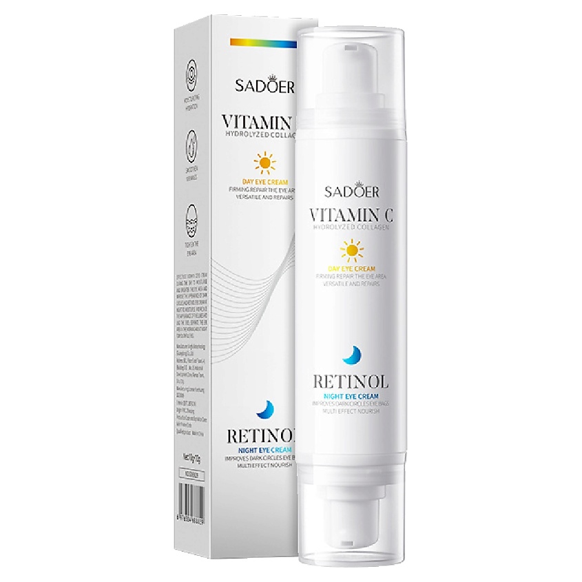 Изображение товара SADOER Крем для кожи вокруг глаз дневной и ночной с витамином С и ретинолом, 20 мл.