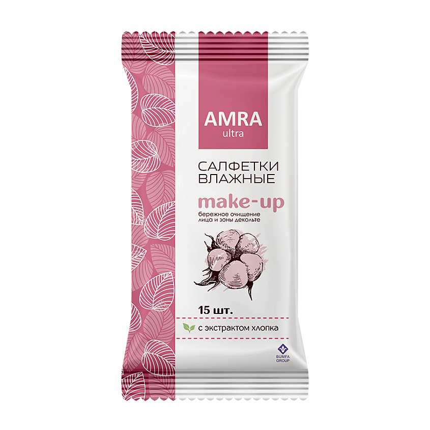 Изображение товара AMRA Салфетки влажные для снятия макияжа, 15 шт.